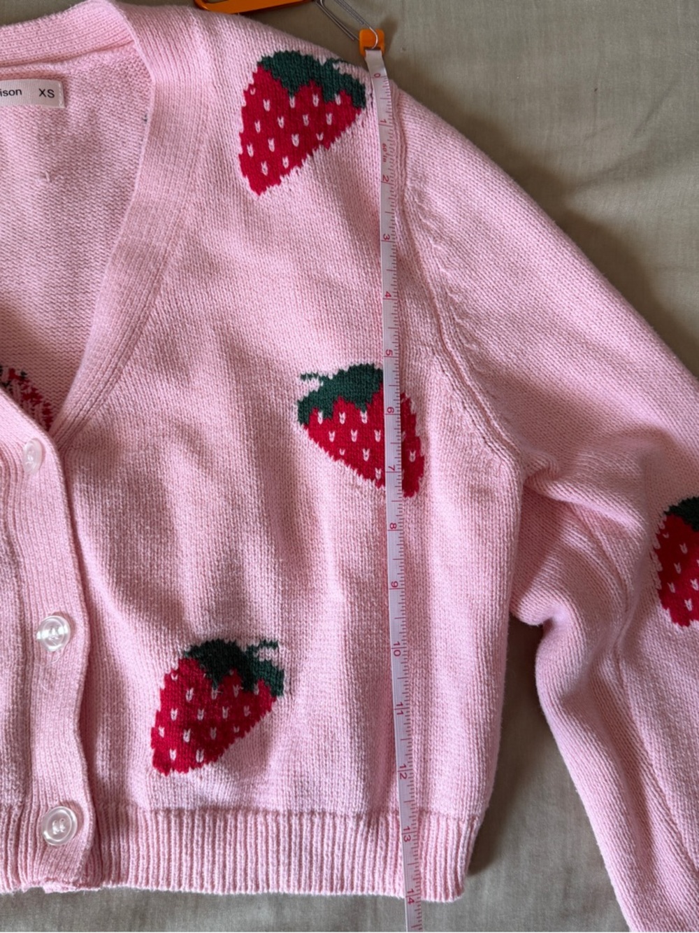 moon & madison Pink Strawberry Knit Cropped Cardigan - Picture 3 of 5